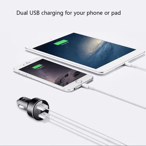 Автомобильный двойной USB-прикуриватель, 5 В, 3,1 А, розетка для быстрого зарядного устройства, адаптер со светодиодным дисплеем для телефонов, камер, ПК