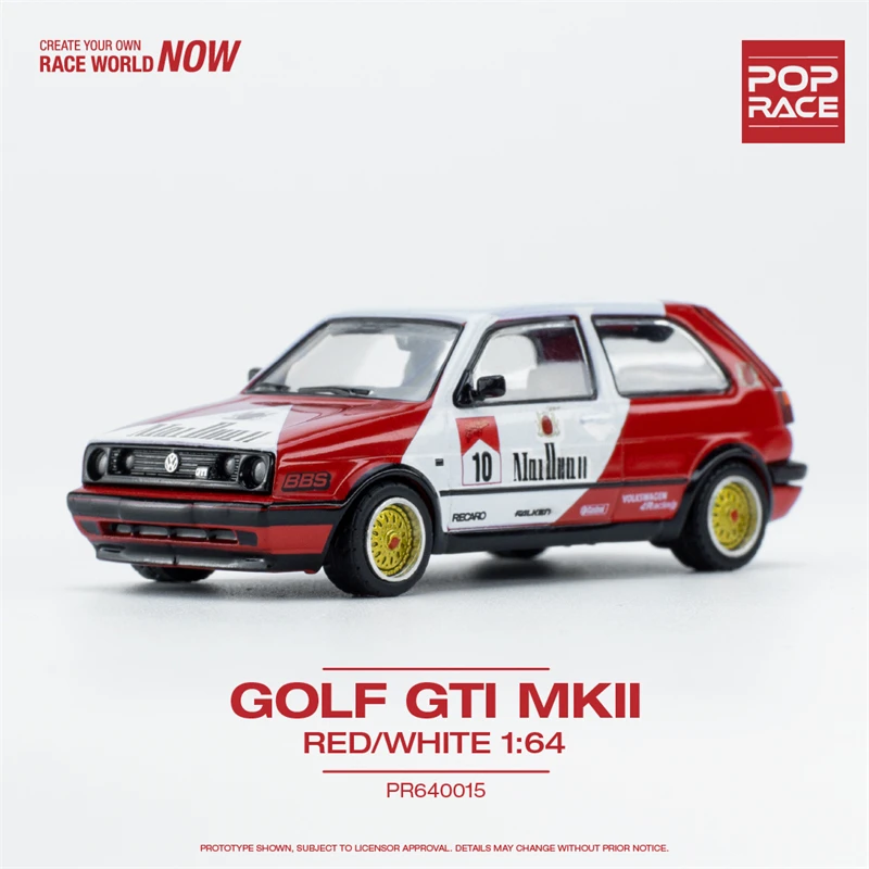 

**Pre-Order** POP RACE 1:64 Golf GTI Red White Diecast Model Car