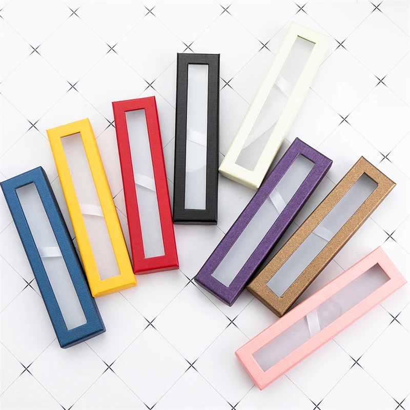 Black Cardboard Case With Clear Window For Jewelry Pencil Ballpoint Fountain Pen Display