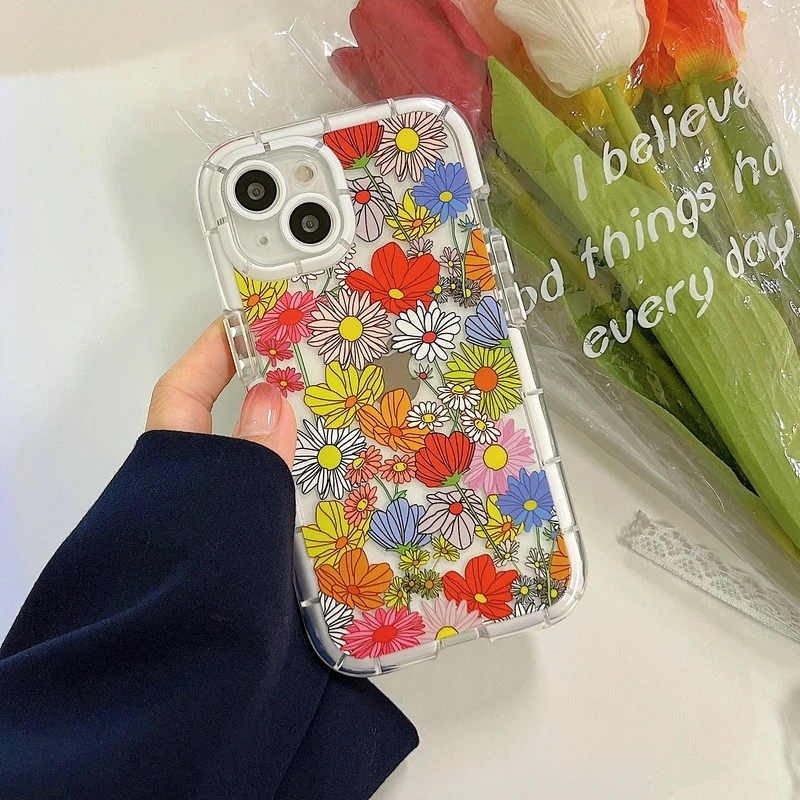 

Retro Art Daisy Flower illustration Luminous Shockproof Phone Case For iPhone 11 12 13 Pro Xs Max Xr X Silicone Soft Cover Funda