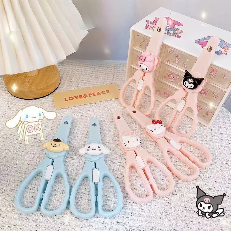 

Kawaii Sanrio Hello Kitty My Melody Kuromi Scissors Paper Cutter Stainless Steel Girl Heart Delicate Cartoon Stationery Supplies