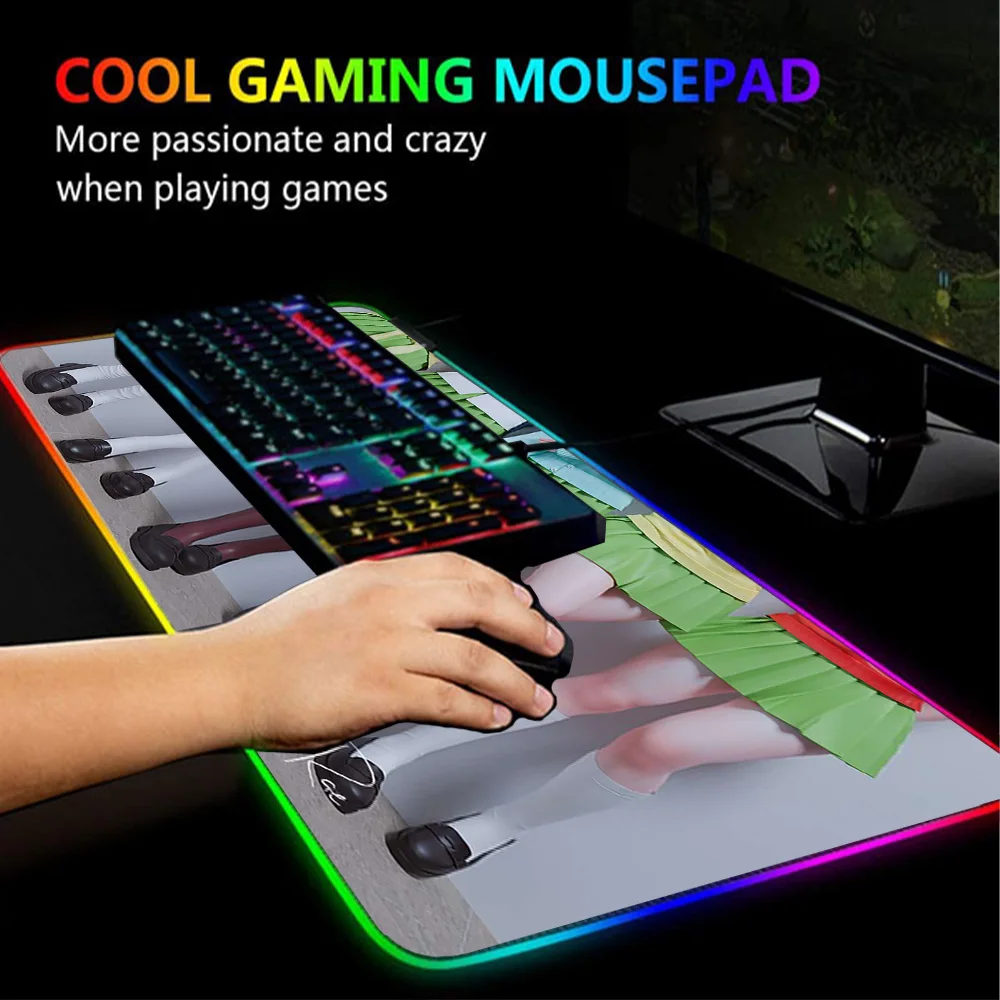 Соблазнительный игровой коврик RGB-подсветка аниме яркий для мыши