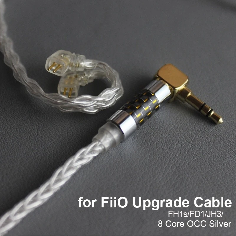 8-жильный белый кабель для наушников FiiO FH1s FD1 JH3 посеребренный Hi-Fi обновленный кабель OCC 4,4 мм Баланс 2,5 3,5 мм с микрофоном
