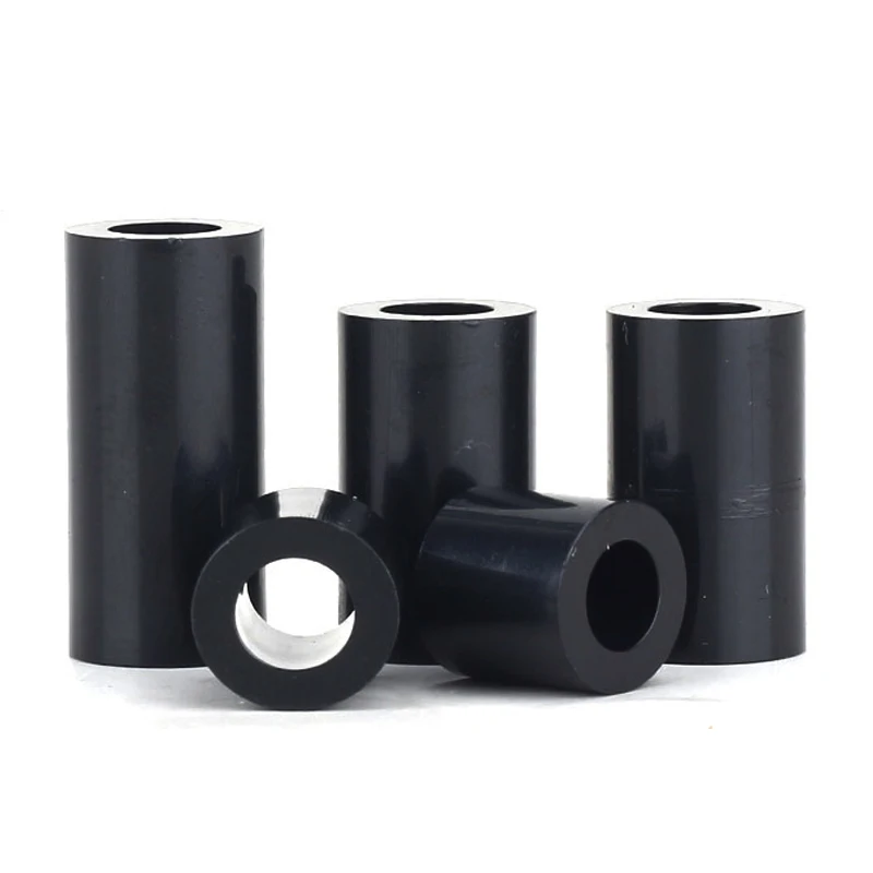 10/ 20/ 50pcs M3 M4 M5 M6 M8 M10 Black ABS Non-Threaded Hollowed Nylon Spacer Round Hollow Standoff Washer PCB Board Screw