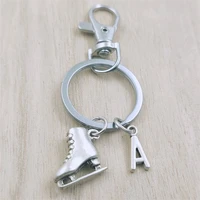 ice skates roller keyring letter car key chain ring lobster clasp initial charm women jewelry accessories pendants metal