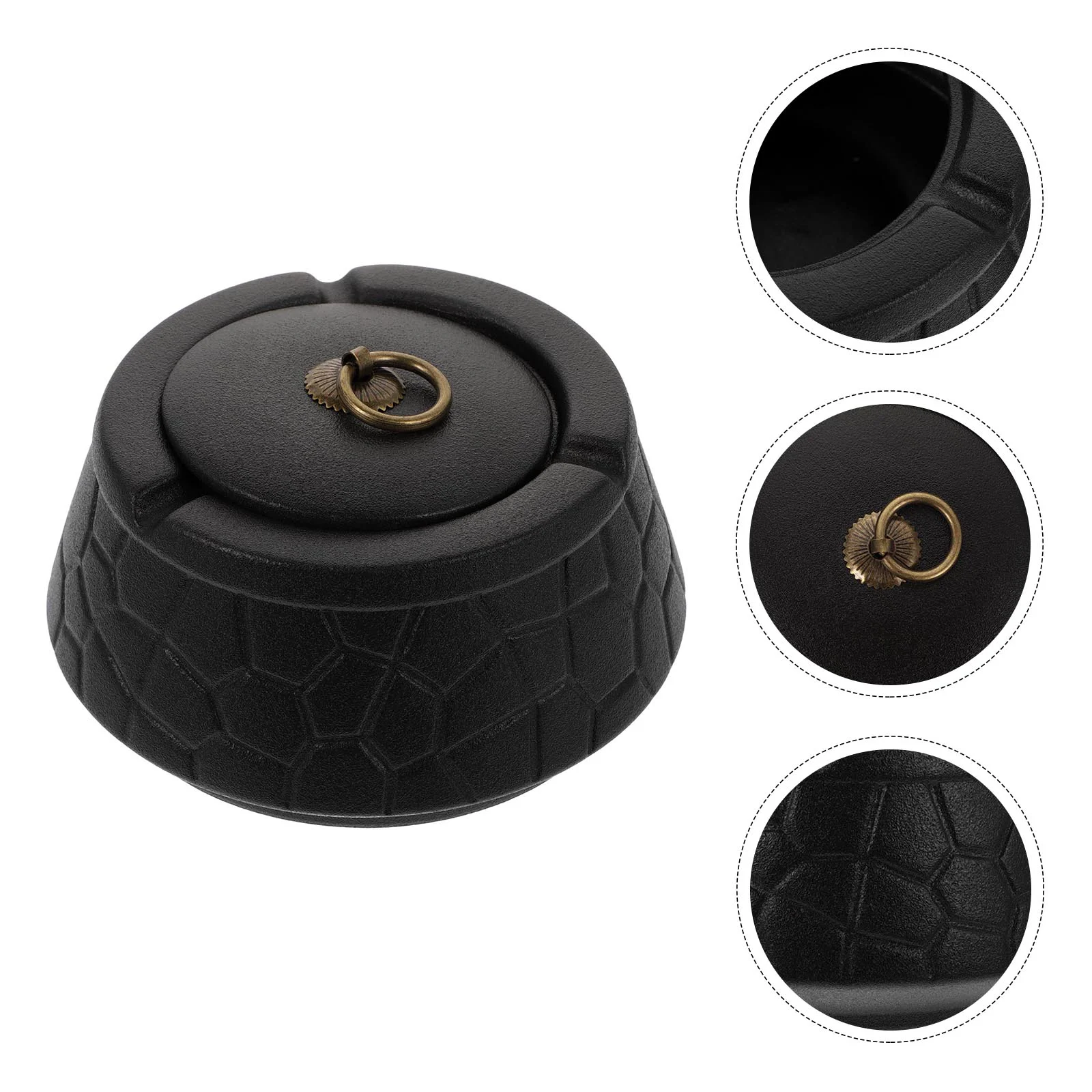 

1PC Decorative Ceramic Retro Ashtray with Lid Delicate Home Stone Well Ashtray
