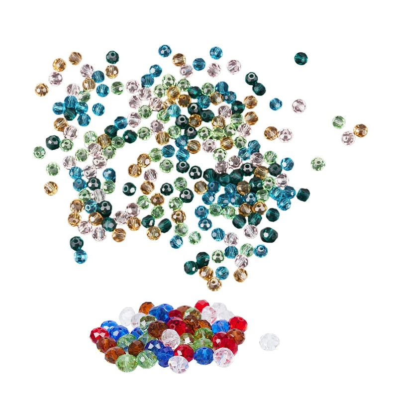 

200Pcs Mixed Crystal Quartz Faceted Beads 4Mm & 50Pcs Mixed Crystal Quartz Rondelle Beads 10Mm B04424