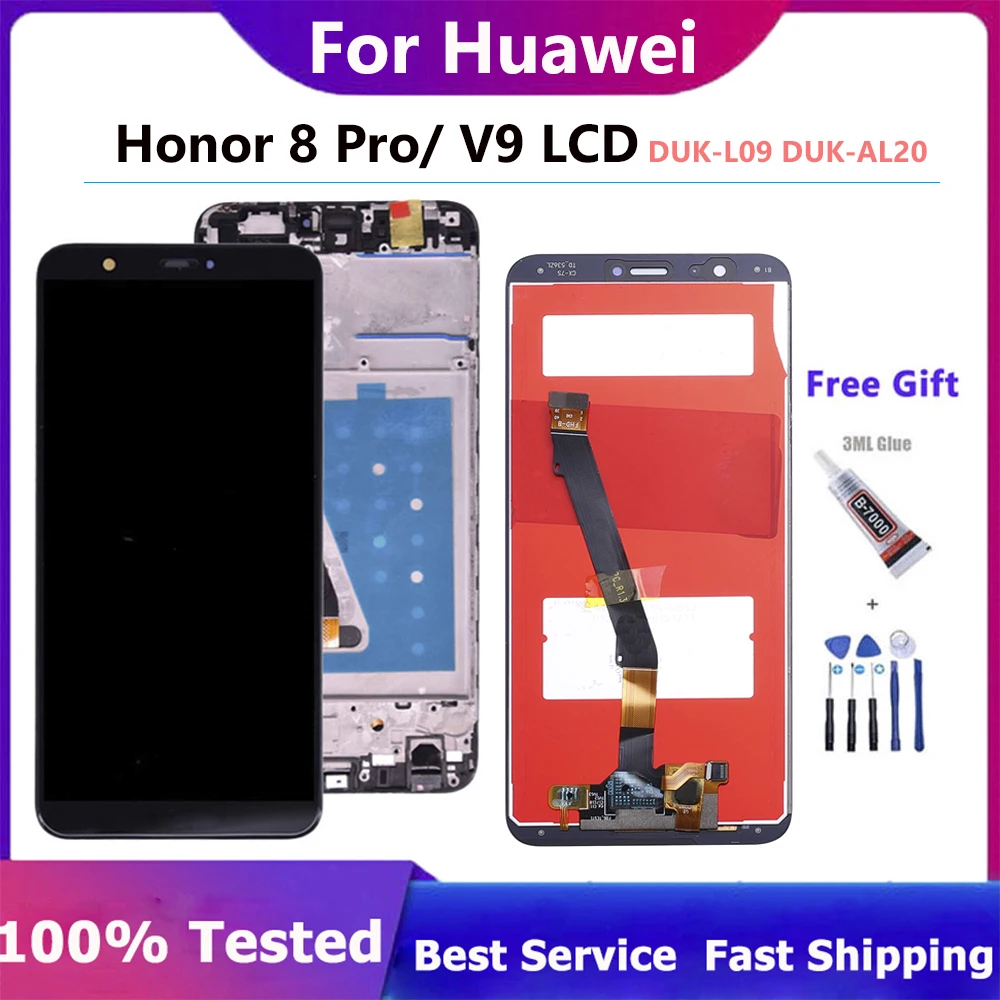

5.7" 100% New For Huawei Honor 8 Pro LCD Display Touch Screen With Frame Digitizer Assembly For Honor V9 LCD DUK-L09 DUK-AL20
