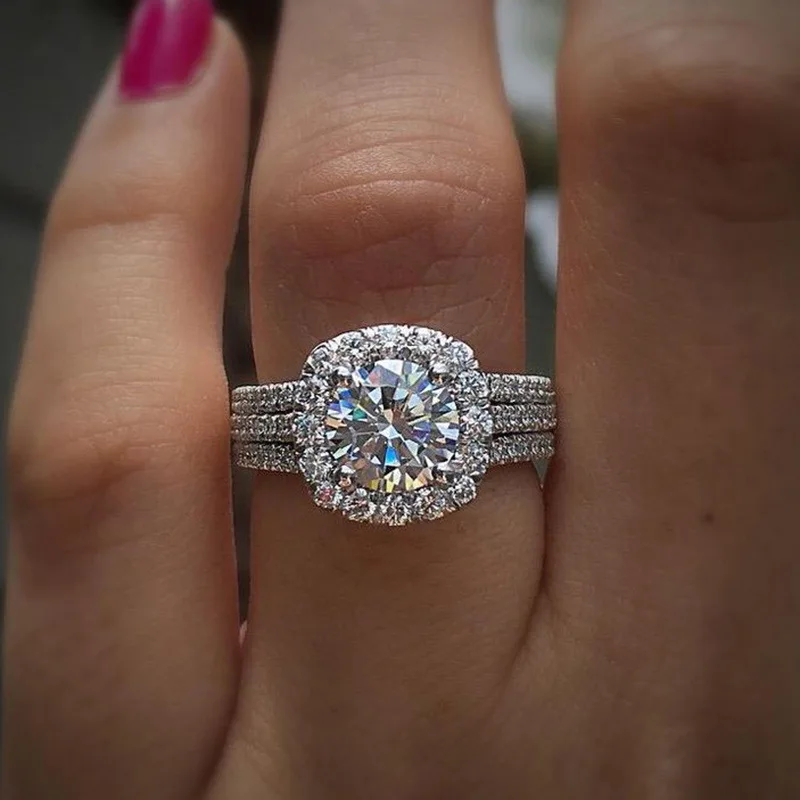

Cross border New Fashion Ring Full Diamond Zircon Copper Jewelry Wedding Ring