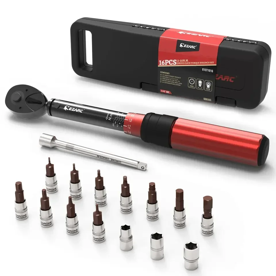 Ezarc динамометрический ключ для велосипеда Set 1/4 дюйма и набор гнезд регулируемого