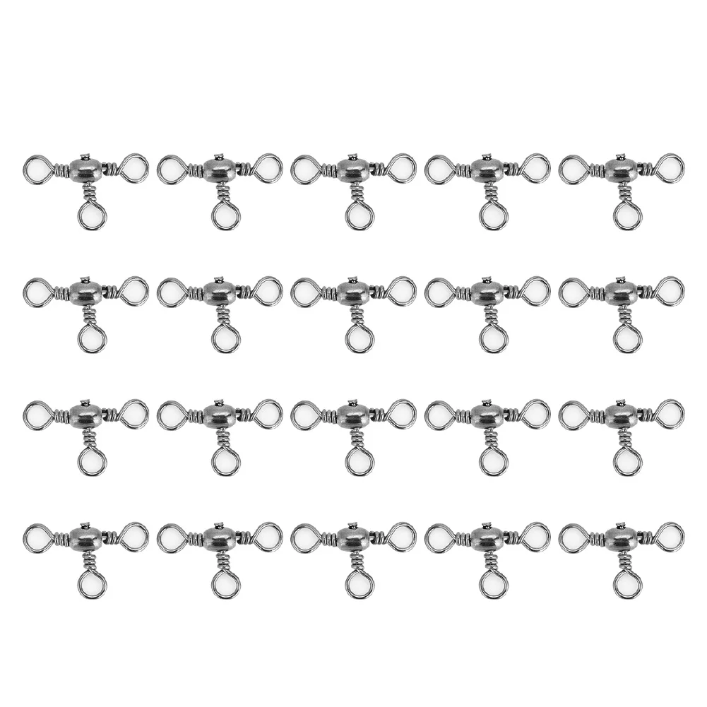 

20Pcs Durable Flexible Three Way Rolling Swivels Triple Swivel Fishing Connectors(1#) rolling rolling