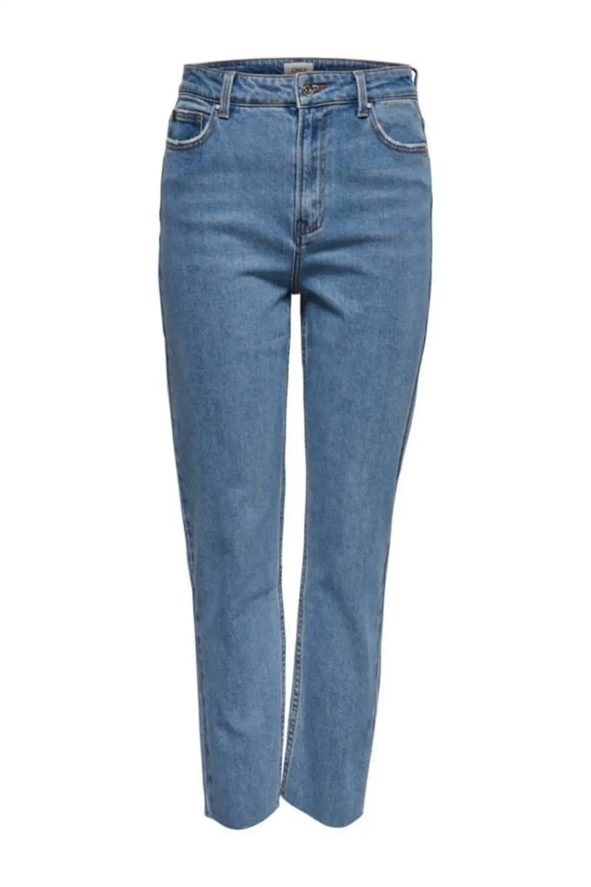 

Women's Jean Emily Full Length High Waist Straight Pant Streetwear Female Jeans Buttons Zipper Ladies