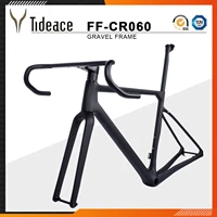 2022 160mm and 140mm flat mount disc brake compatible carbon gravel bike frame 700c aero road bicycle frameset with handlebar
