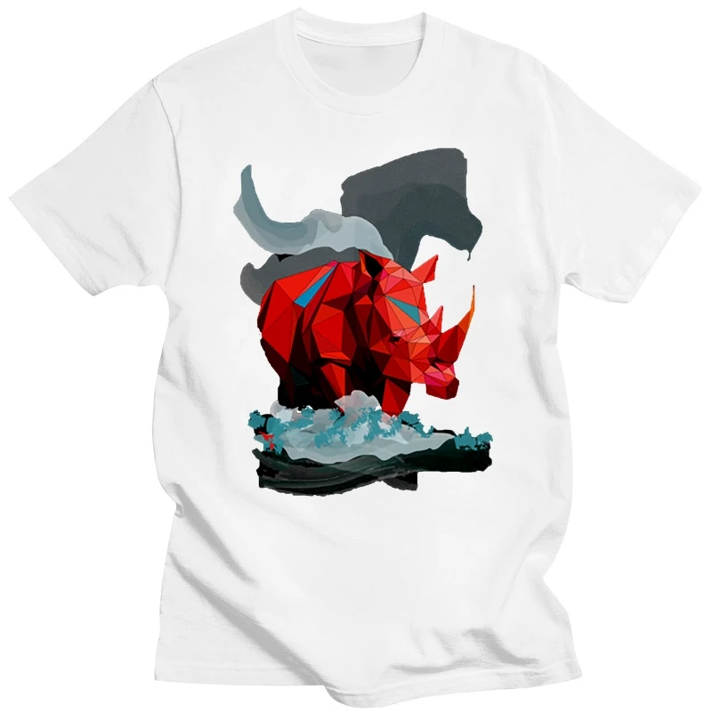 

3D T Shirts Red Rhinoceros Print Men T-Shirts Summer High Quality Short Sleeve 100% Cotton Fabric Crew Neck Young TShirt Custom