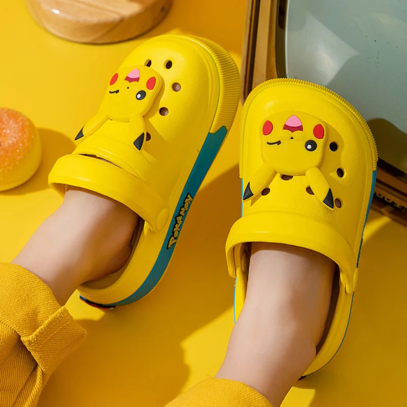

Pokemon Pikachu Anime Cartoon Shoes Jigglypuff Charmander Snorlax Kawaii Cute Summer Home Slippers Beach Sandals Kids Gift
