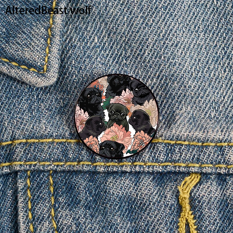 

Because Black Pug Printed Pin Custom Funny Brooches Shirt Lapel Bag Cute Badge Cartoon enamel pins for Lover Girl Friends