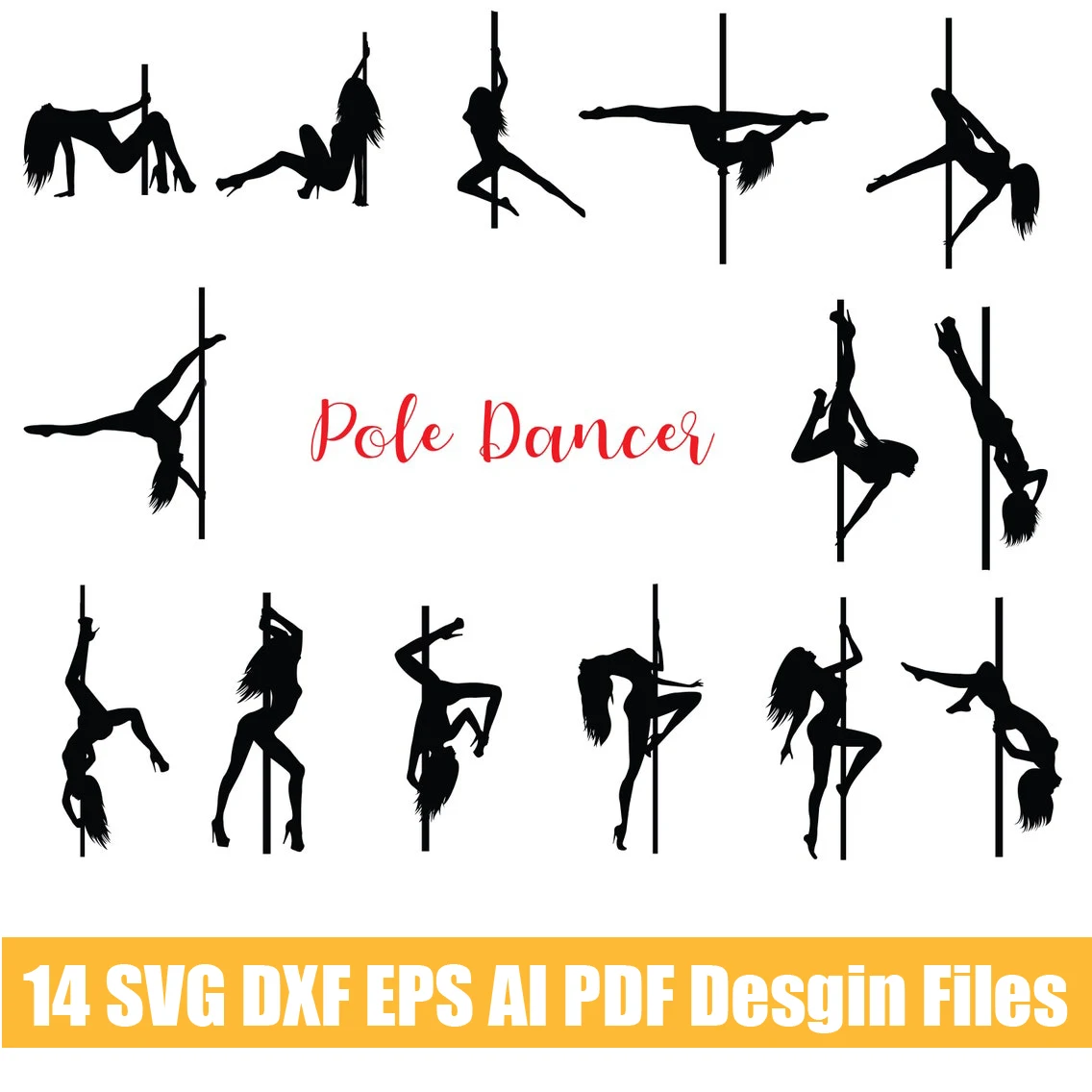 

14 полюсный танцовщица силуэт шаблон набор лазерной резки вектора СГ DXF EPS AI PDF файлы для CNC лазерная/плазменная резка печать
