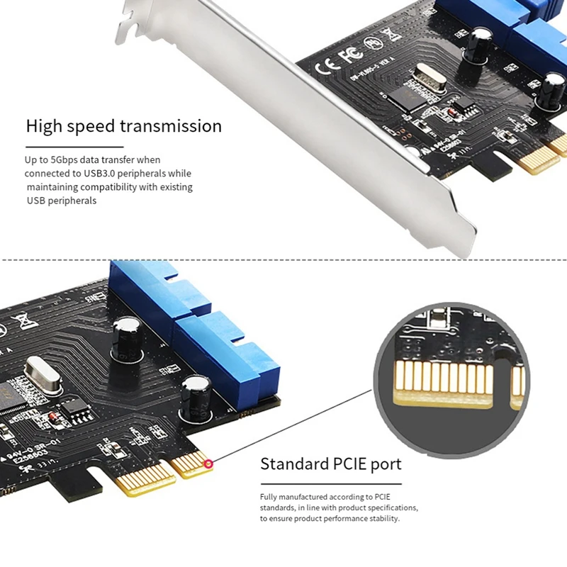 PCI Express USB 3.0 19-контактная Расширительная карта PCIE 1X на 2 порта 3 19-контактный