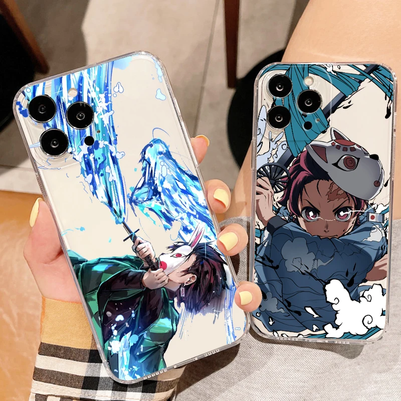 

Demon Slayer Tanjirou Zenitsu Phone Case For Apple iPhone 14 13 12 11 SE XR 7 8 6 mini Plus Pro MAX 2020 Transparent Cover