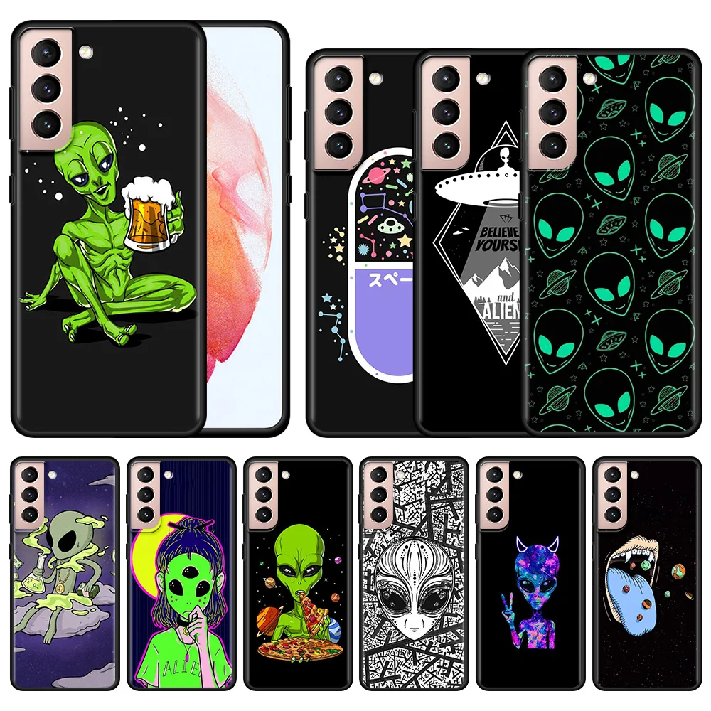 

For Samsung Galaxy S21 S20 FE Plus S10e S21 Ultra Cases For Galaxy Note 20 Ultra 10 Plus Fundas aesthetics cartoon alien space