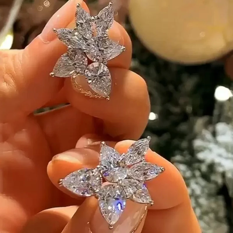 

New Marquise/Water Drop CZ Stud Earrings Silver Color Fashion Earrings for Women Party Daily Wearable Hot Jewelry Drop Ship