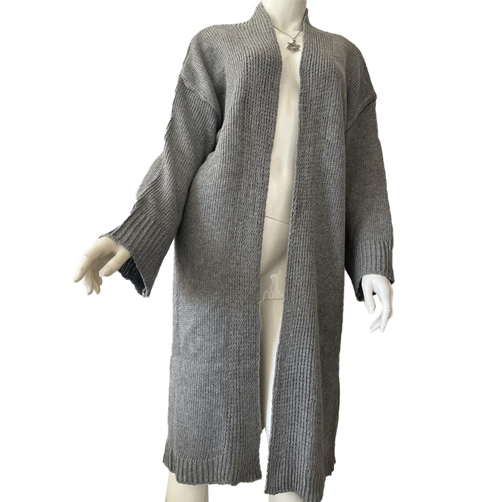 

Пальто, кардиган для повседневного отдыха, вязаная накидка, верхняя одежда, Повседневный Кардиган, однотонный Кардиган с длинным рукавом, открытым спереди