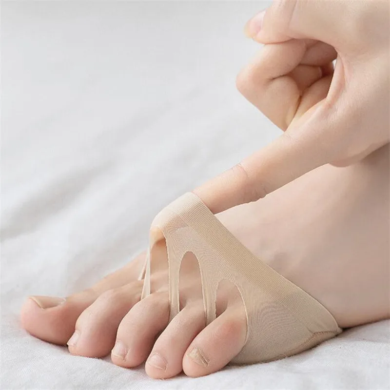 

Sponge Thin Half High Fingers 3 Heel Toe Socks Socks Boat Sole Invisible Summer Ice Pairs Low Silk For Forefoot Cut Five