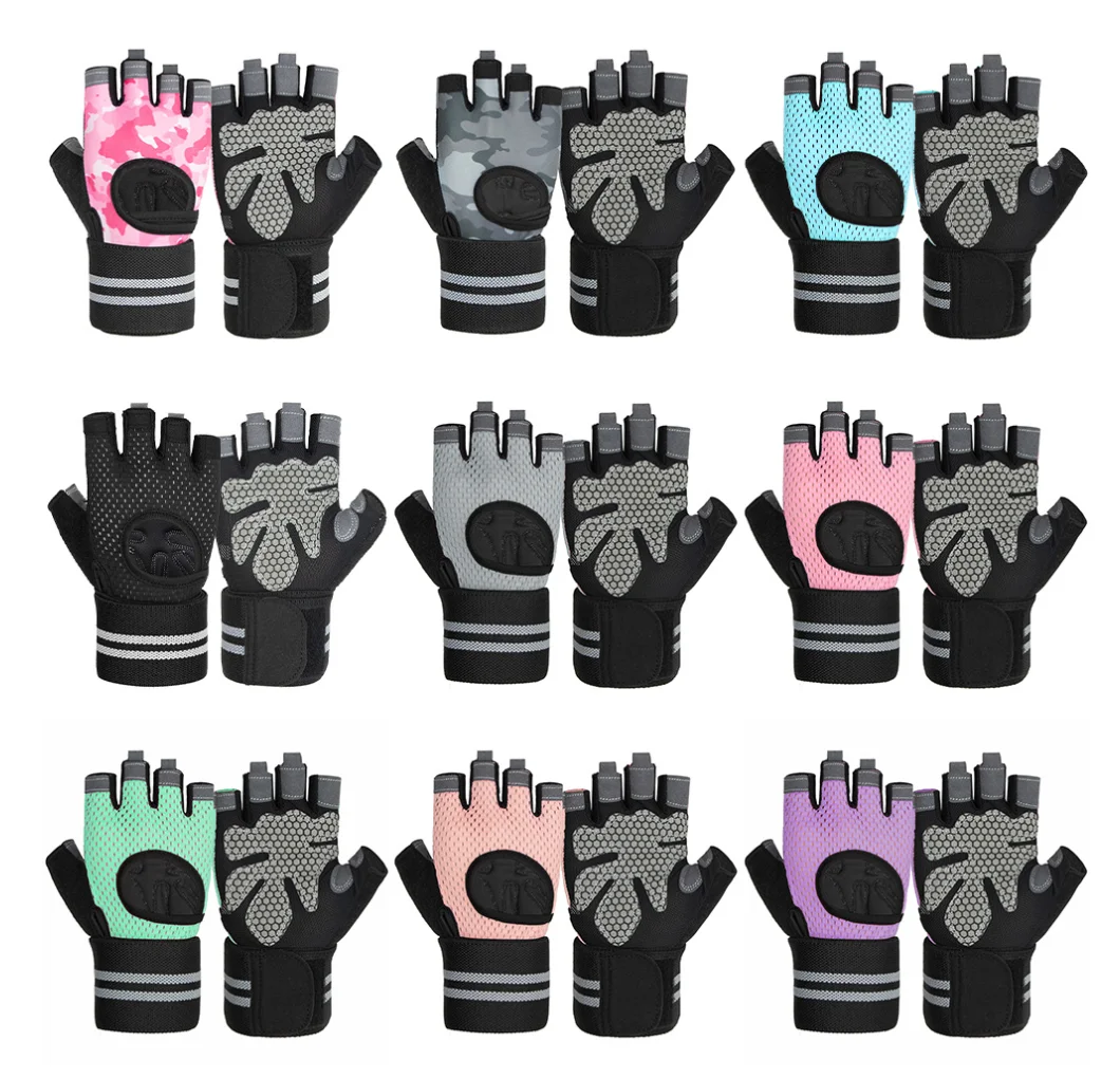 

Fingerless Workout Gloves for Men and Women, Weight Lifting Gloves with Wrist Wraps, Support for Gym Training, Full Palm Protect