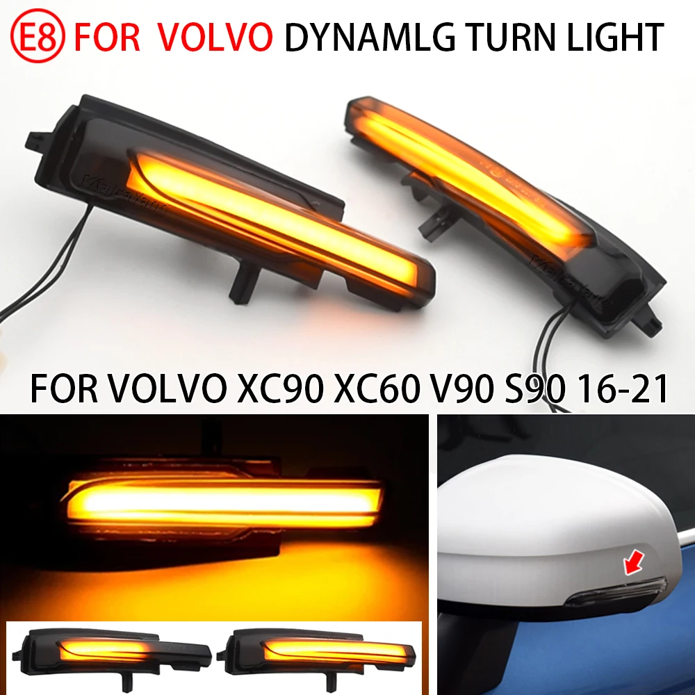 

New LED Dynamic Turn Signal Light For Volvo XC60 XC90 S90-V90 Car Side Mirror Sequential Blinker Indicator Lamp 2016 2017-2021