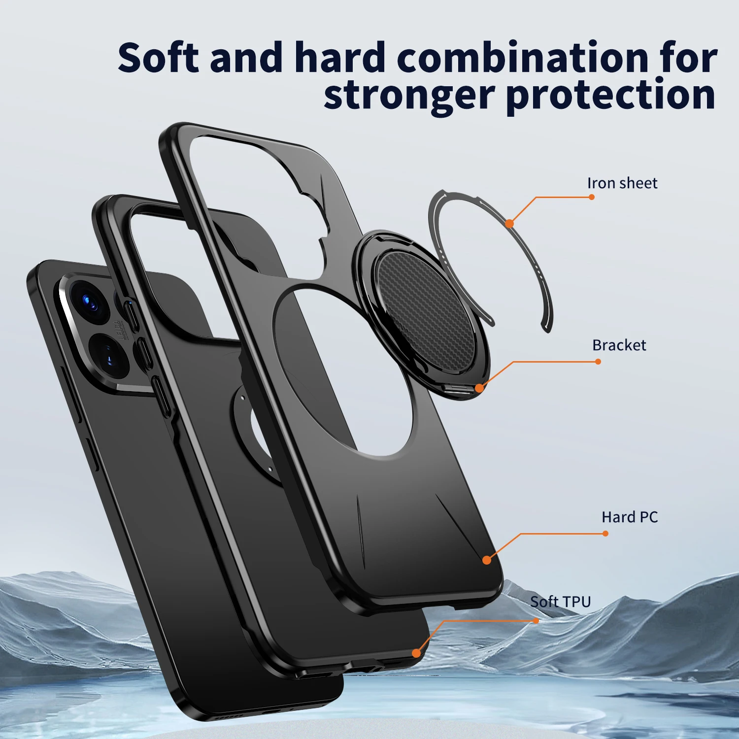 Фото Для Xiaomi 17T Pro 17T 360 °   Вращающийся держатель для телефона, роскошный чехол-подставка, прочный защитный чехол, ударопрочный чехол-кронштейн, Fundas №4