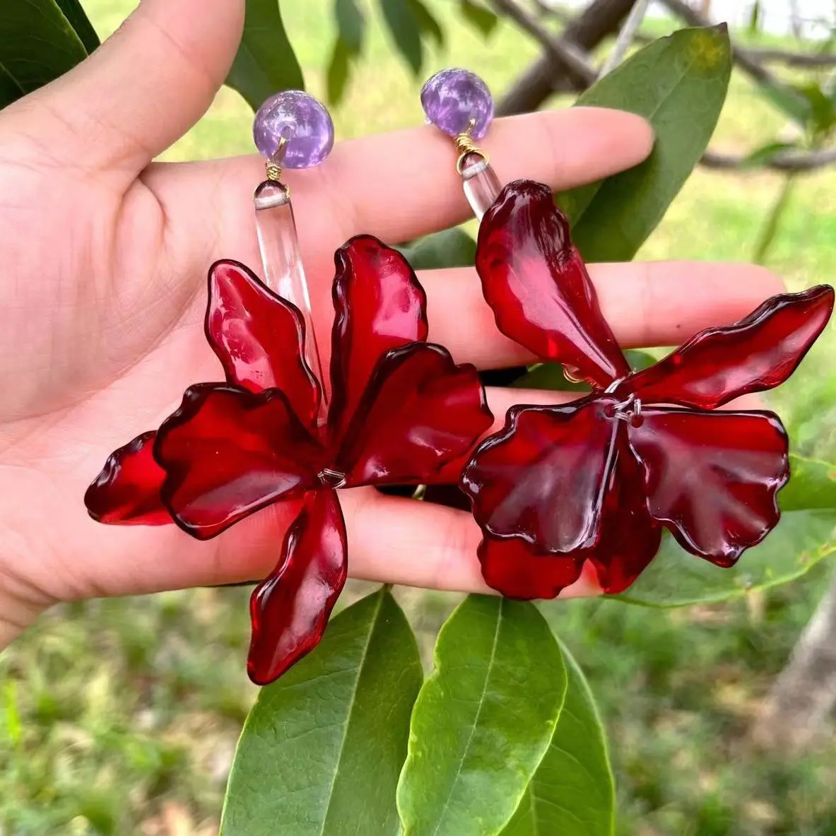 

Creative Red Flower Earrings for Women Jewelry Gifts
