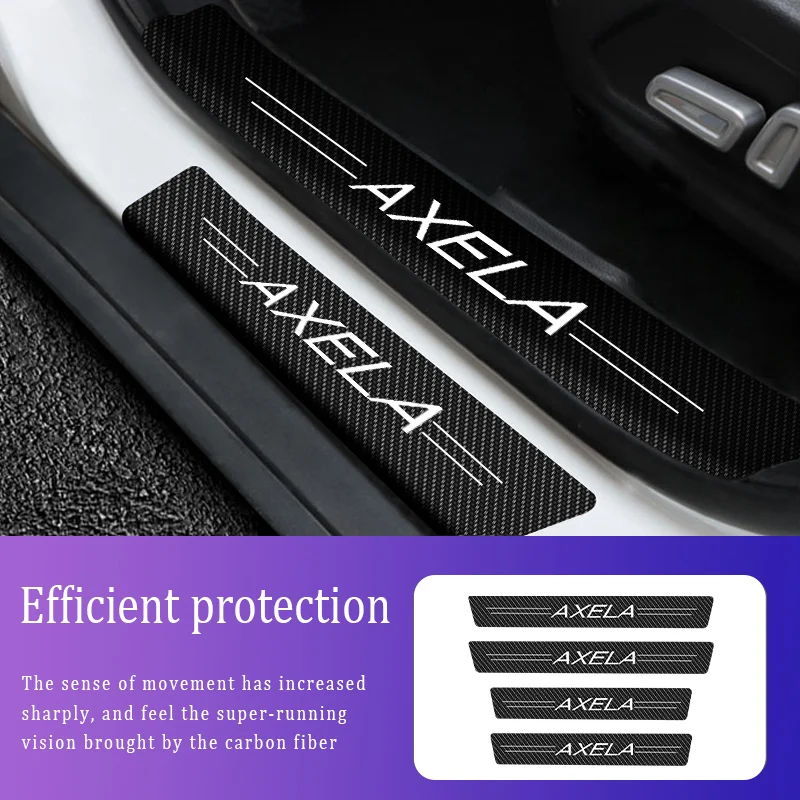

4Pcs/Set Car Door Threshold Strip For Mazda Axela Logo Styling Sticker Auto Carbon Fiber Scratch Resistant Decals Accessories
