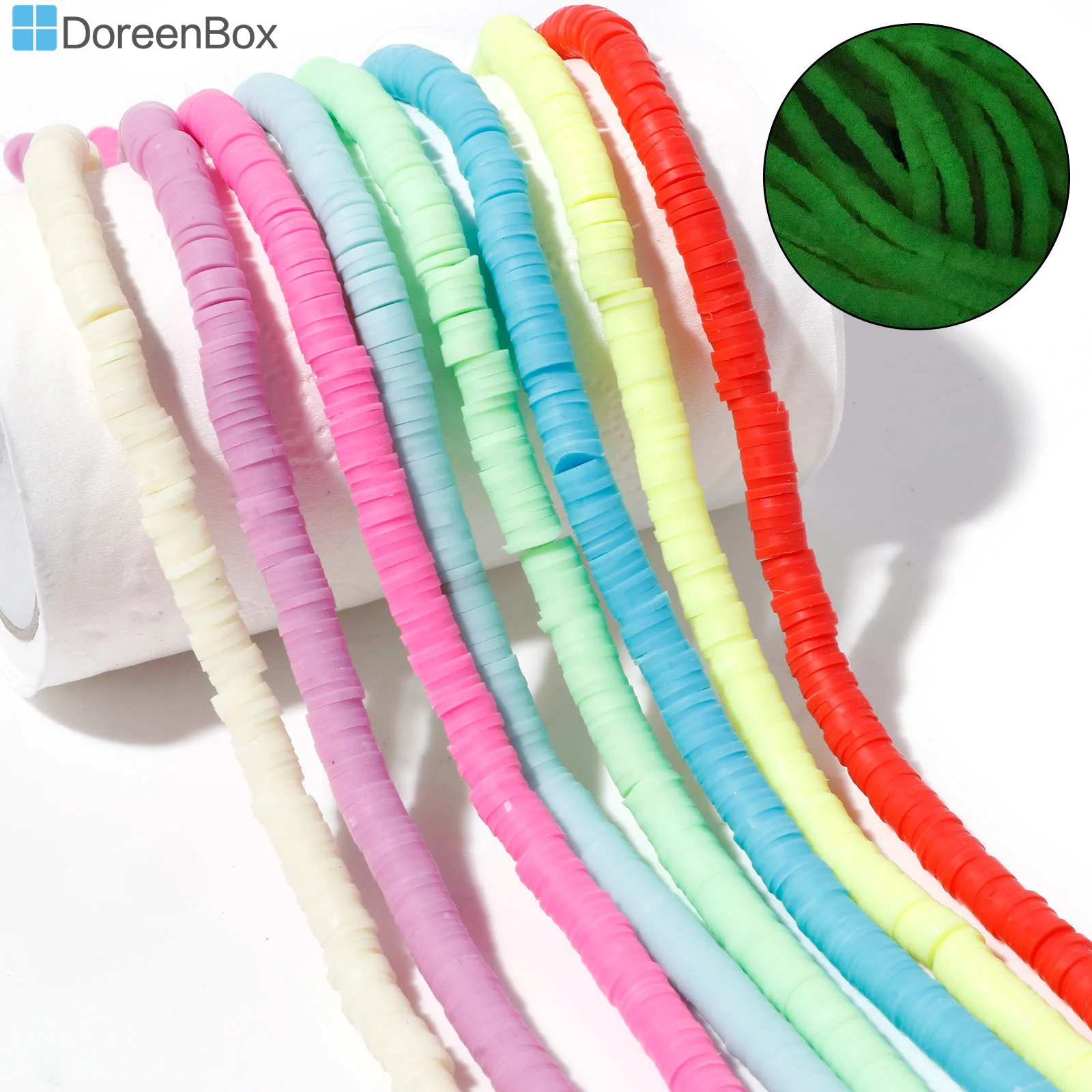 

2Strands 6mm Polymer Clay Beads Round Multicolor Glow In The Dark Luminous Loose Bead DIY Bracelet Jewelry(Approx 395PCs/Strand)