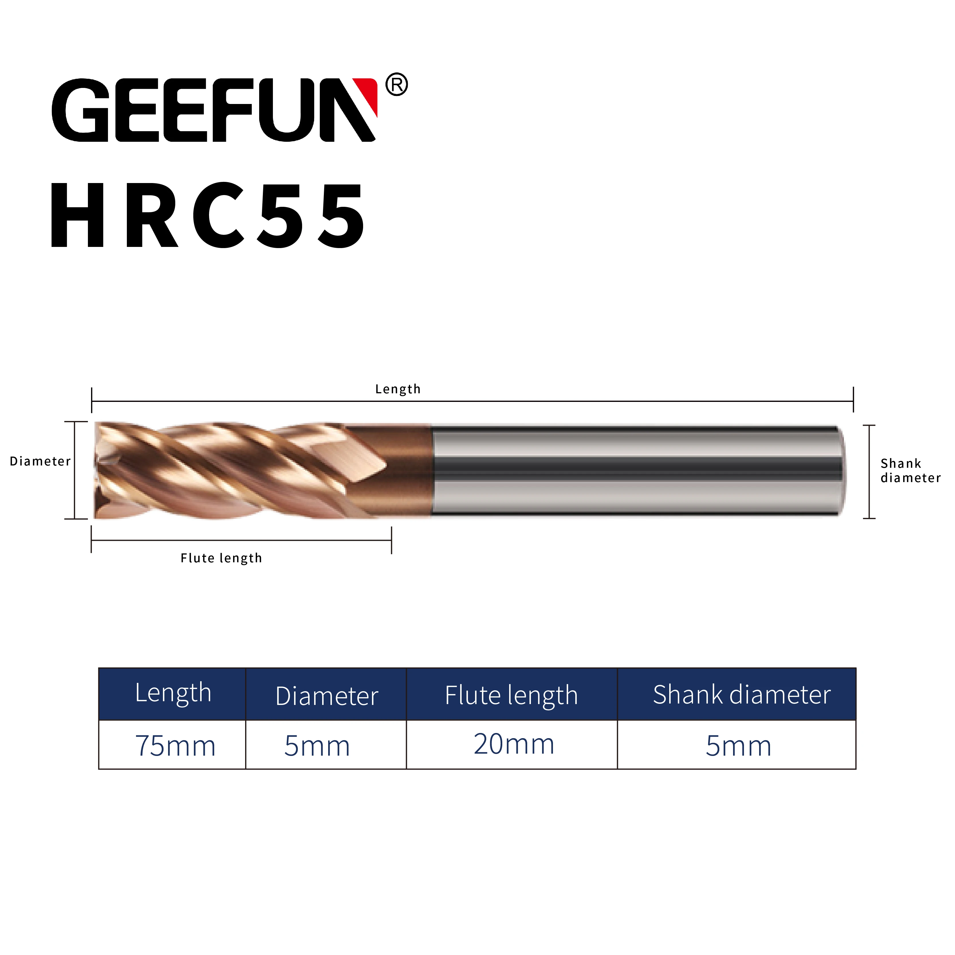 

Концевая фреза GEEFUN диаметром 3 мм/длиной 75 мм, Прямая поставка с завода, твердосплавная фреза, режущие инструменты, фреза с ЧПУ, HRC55, с коричне...