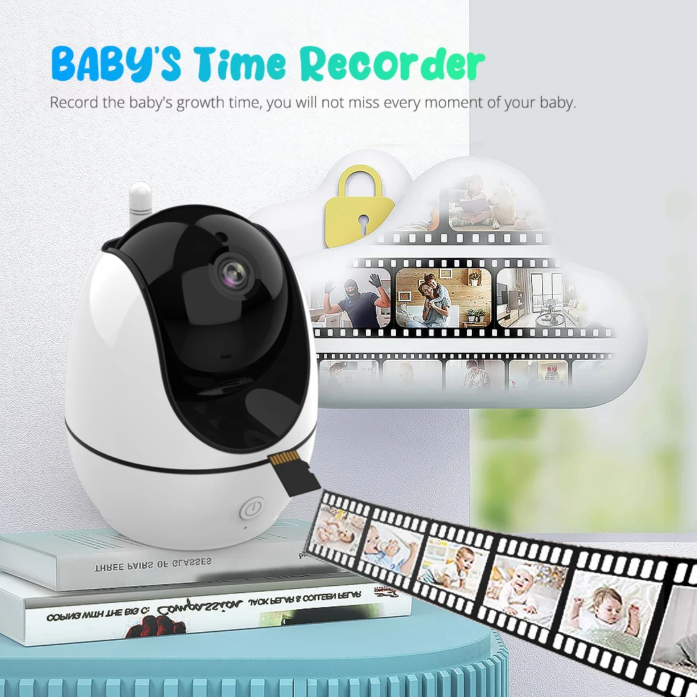 Wireless Video Baby Monitor 4.5" IPS Screen 720P HD Pan-Tilt-Zoom Audio Camera with VOX Mode Night Vision Lullabies Card Record images - 6