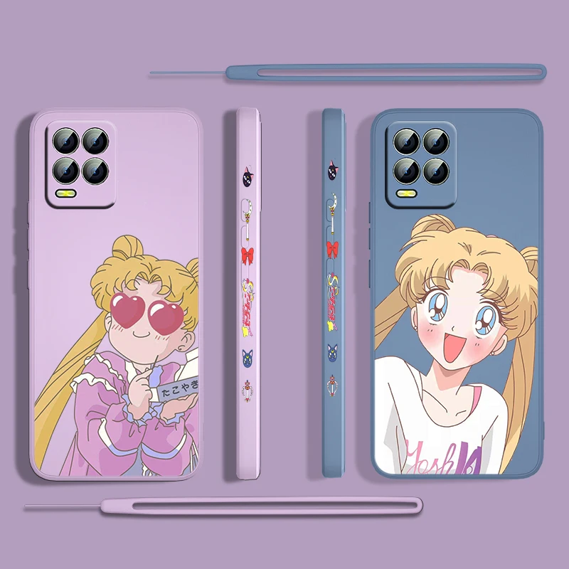 anime girl sailor moon for oppo realme 50i 50a 9i 8 pro find x3 lite gt master a9 2020 liquid left rope phone case capa cover free global shipping