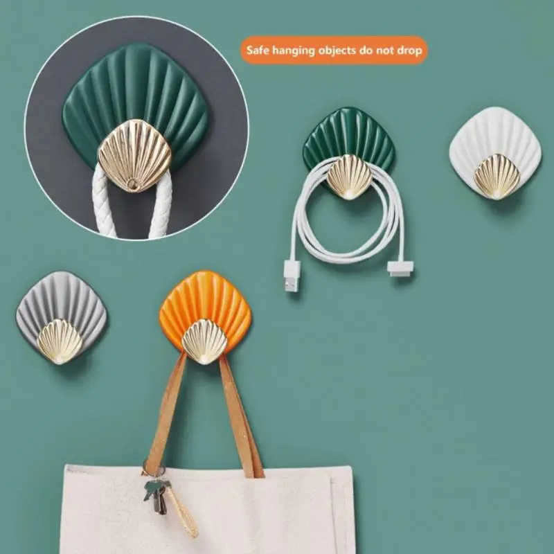 

New Creative Coat Hook Shell Shape Wall Hooks Wall-mounted Adhesive Strong Adhesive Hook For Keys Wall Crochet Holder Bedroom