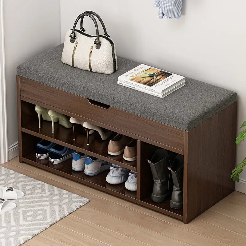 Экономичный Деревянный шкафчик для обуви с подушкой простой органайзер хранения