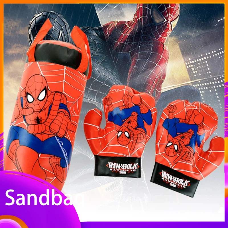 

Marvel Spider Man Children'S Boxing Set Glove+Bag Anime Cartoon Cute Sports Toys Physical Training Boys Girls Birthday Gift Kids