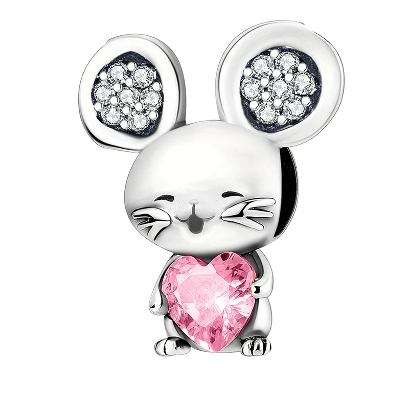 Чемодан из стерлингового серебра 925 пробы животные сердце бусина защитная