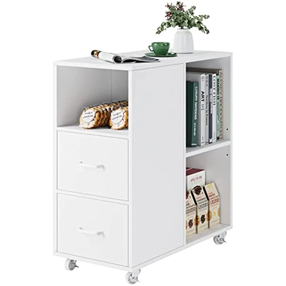 

with Drawer, Mobile Nightstand with Adjustable Shelf and Wheels, Modern Side Table, File Cabinet Storage Table for Home Office,