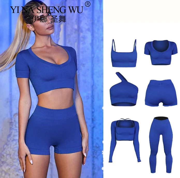 

Seamless Yoga Set Women Fitness Suits Crop Top High Running Waist Workout Sport Bra Cropped Wear Sports Gym Legging Sportwear