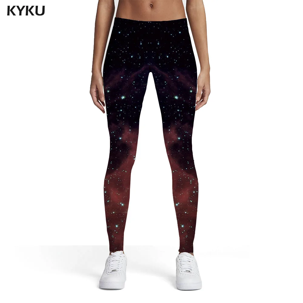 

KYKU Galaxy Leggings Women Universe Elastic Nebula Printed pants Street Leggins Womens Leggings Pants Casual Jeggins Summer