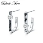BLACK AWN серьги в виде цветов, черная шпинель, свадебные серьги-гвоздики для женщин, модные ювелирные изделия I018