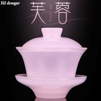 lotus jade porcelain gaiwan for tea single high grade tea cup sancai tea bowl glazed tea set chinese chawan exquisite gift cup