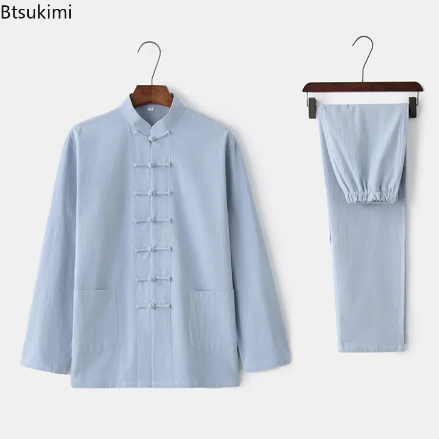 Винтажный Мужской костюм Тан свободная повседневная хлопковая льняная рубашка с