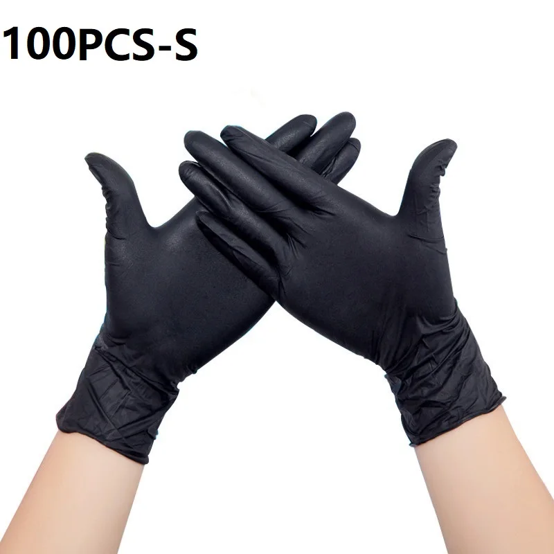 

100 Pcs Nitrile Gloves Laboratory High Elastic Pure Non-Powder Disposable Household Kitchen Cleaning Hair Dye Inspection Gloves