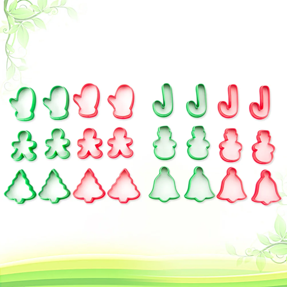

24pcs Christmas Theme Plastic Cartoon Cookie Set Fruit Cake Molds Biscuit Baking Tools for Xmas Party