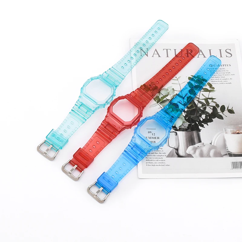 Resin Clear Watch Band Set Suitable for Casio DW-5600SK 5635 GW-B5600 Ice Tough Ice Electric Clear watch band set accessories