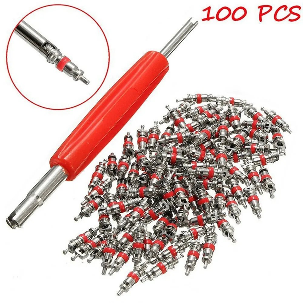

100Pcs Tyre Zinc Alloy Valve Stem Core Part Valve Core Wrench Car Truck Zinc Alloy Tire Tyre Valve Stem Core Part Replacement